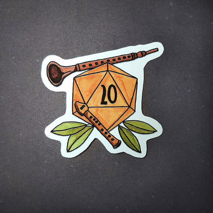 DnD Sticker - Bard Sticker W20 with flute