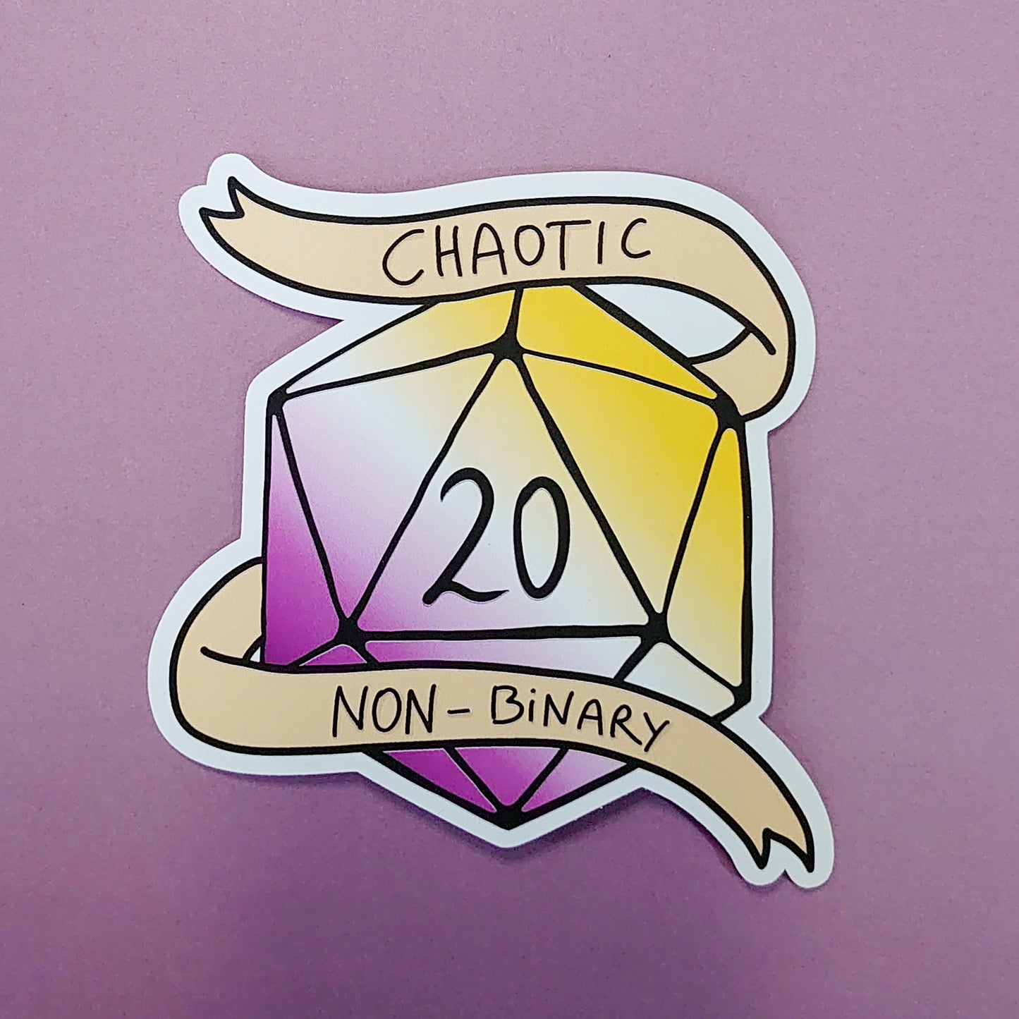 Chaotic Nonbinary - D20 Dice DnD Sticker - Fantasy Sticker