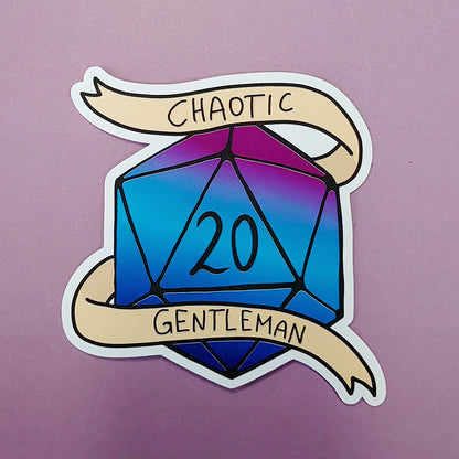 Chaotic Gentleman - D20 Dice DnD Sticker - Fantasy Sticker