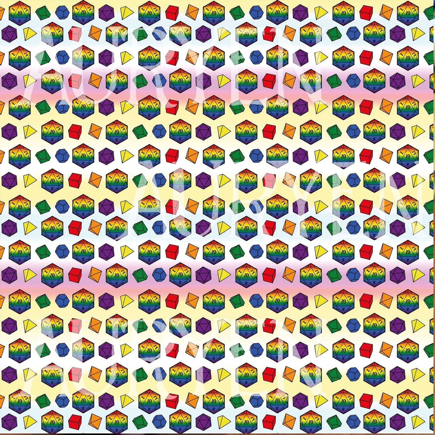 Pride Scrunchie - DnD W20 - Light Rainbow Flag / Gay - Scrunchie aus Baumwollsatin