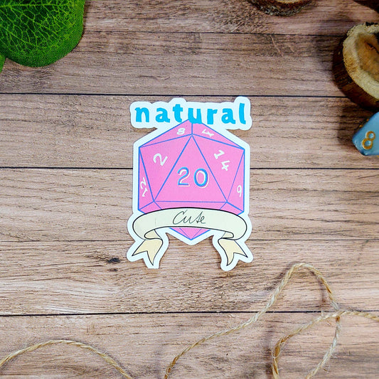 Natural Cute - D20 Dice Dnd Sticker - Fantasy Sticker
