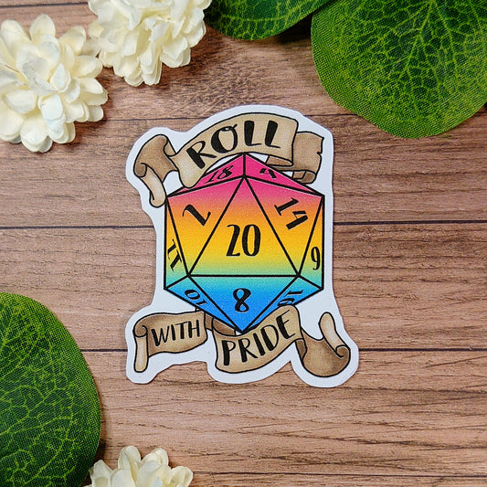 Pansexual/Pan - D20 Pride Sticker - Decoration, role play, scrapbooking vinyl stickers