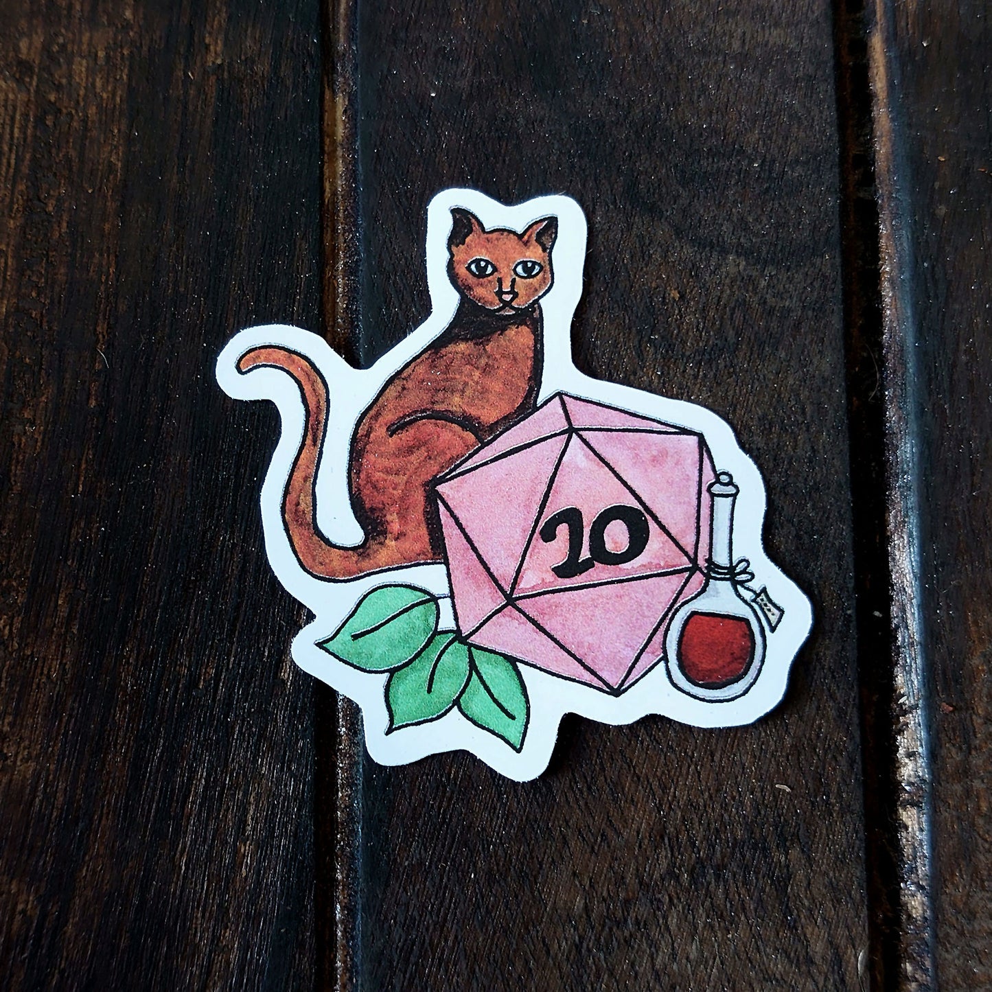 DnD Sticker - Zauberer/Hexe Sticker W20 mit Katze