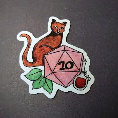 DnD Sticker - Zauberer/Hexe Sticker W20 mit Katze