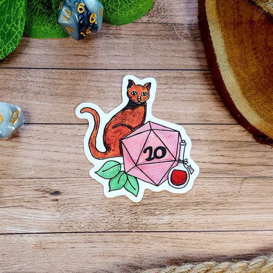 DnD Sticker - Wizard/Witch Sticker W20 with cat