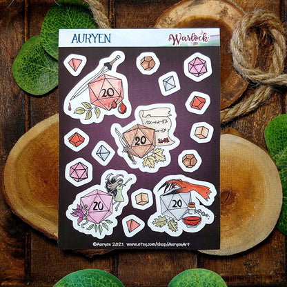 Sticker Sheet DnD Class Warlock - Fantasy Sticker