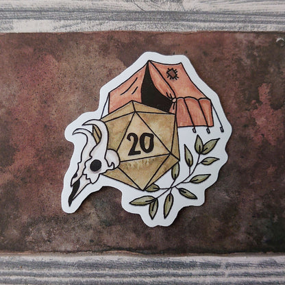Dnd Sticker - Barbarian Sticker D20 with tent - Different Sizes