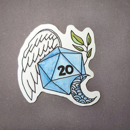 Dnd Sticker - Cleric Sticker D20 with wing - Different Sizes