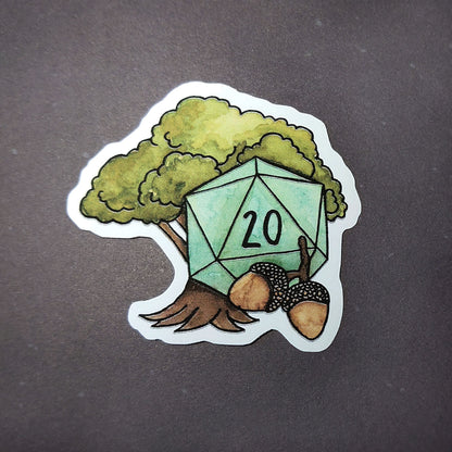 Dnd Sticker - Druid Sticker D20 with tree - Different Sizes