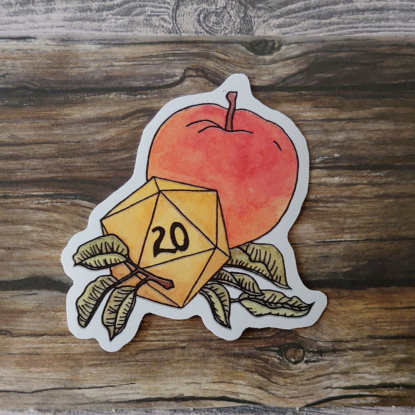 Dnd Sticker - Druid Sticker D20 with apple - Different Sizes