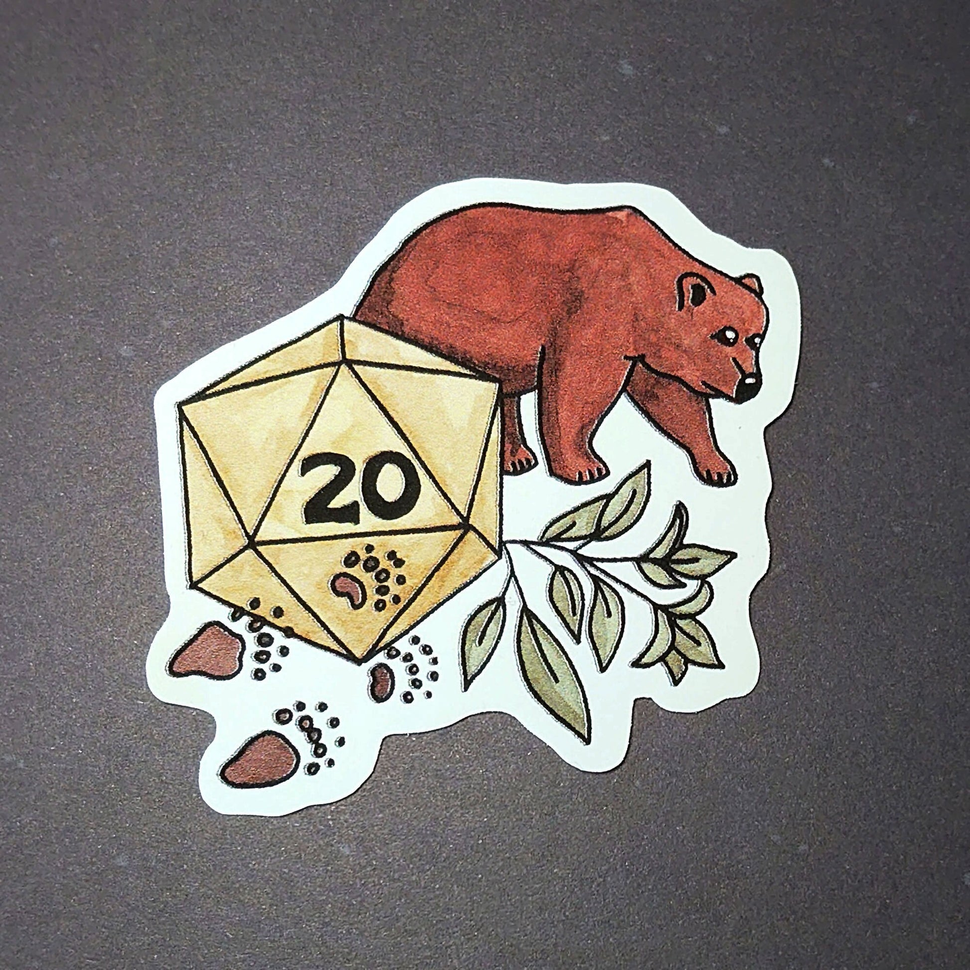 Dnd Sticker - Ranger Sticker D20 with bear - Different Sizes
