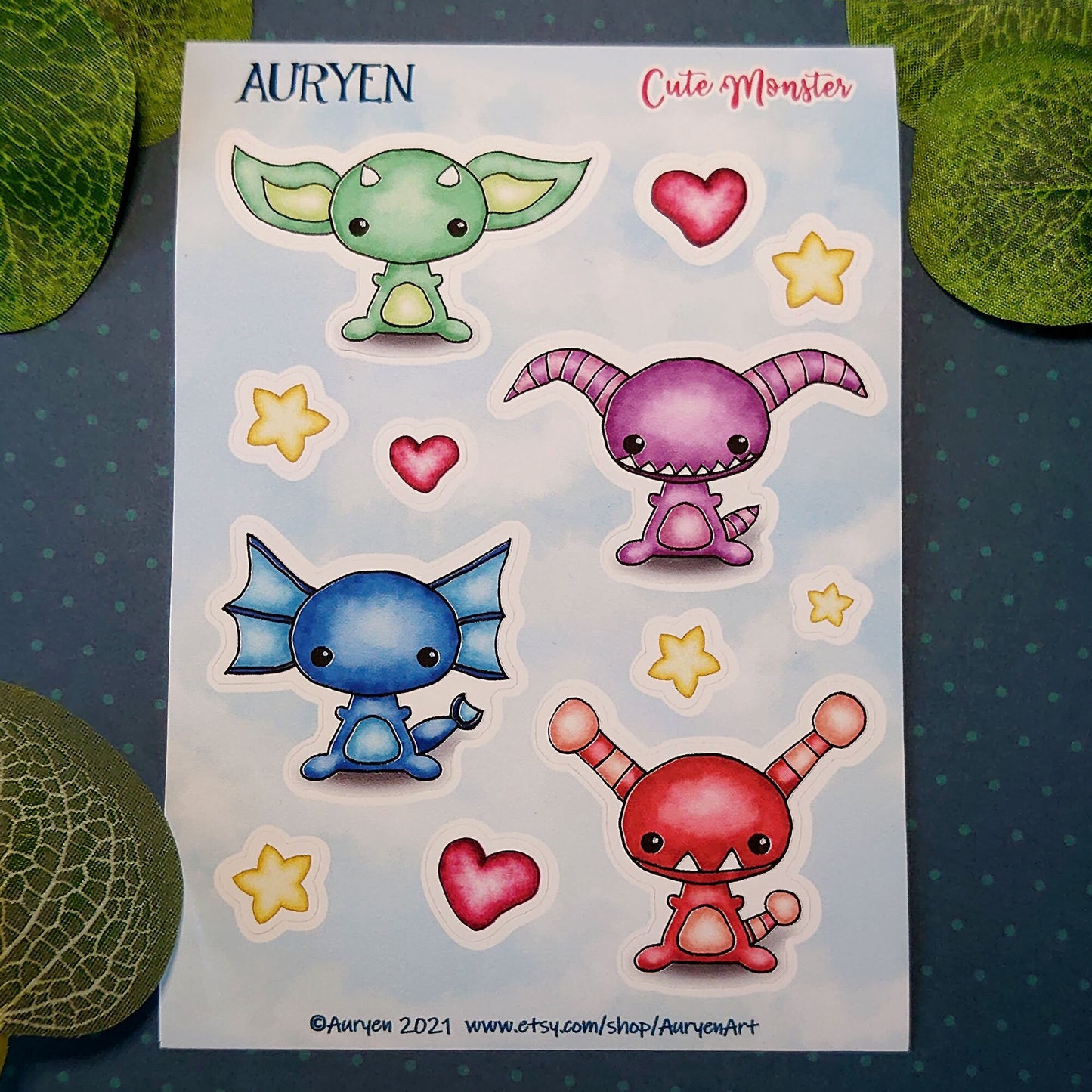 Cute Monster Sticker Sheet - Fantasy Sticker