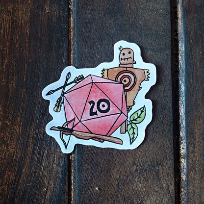 Dnd Sticker - Fighter Sticker D20 with crossbow - Different Sizes