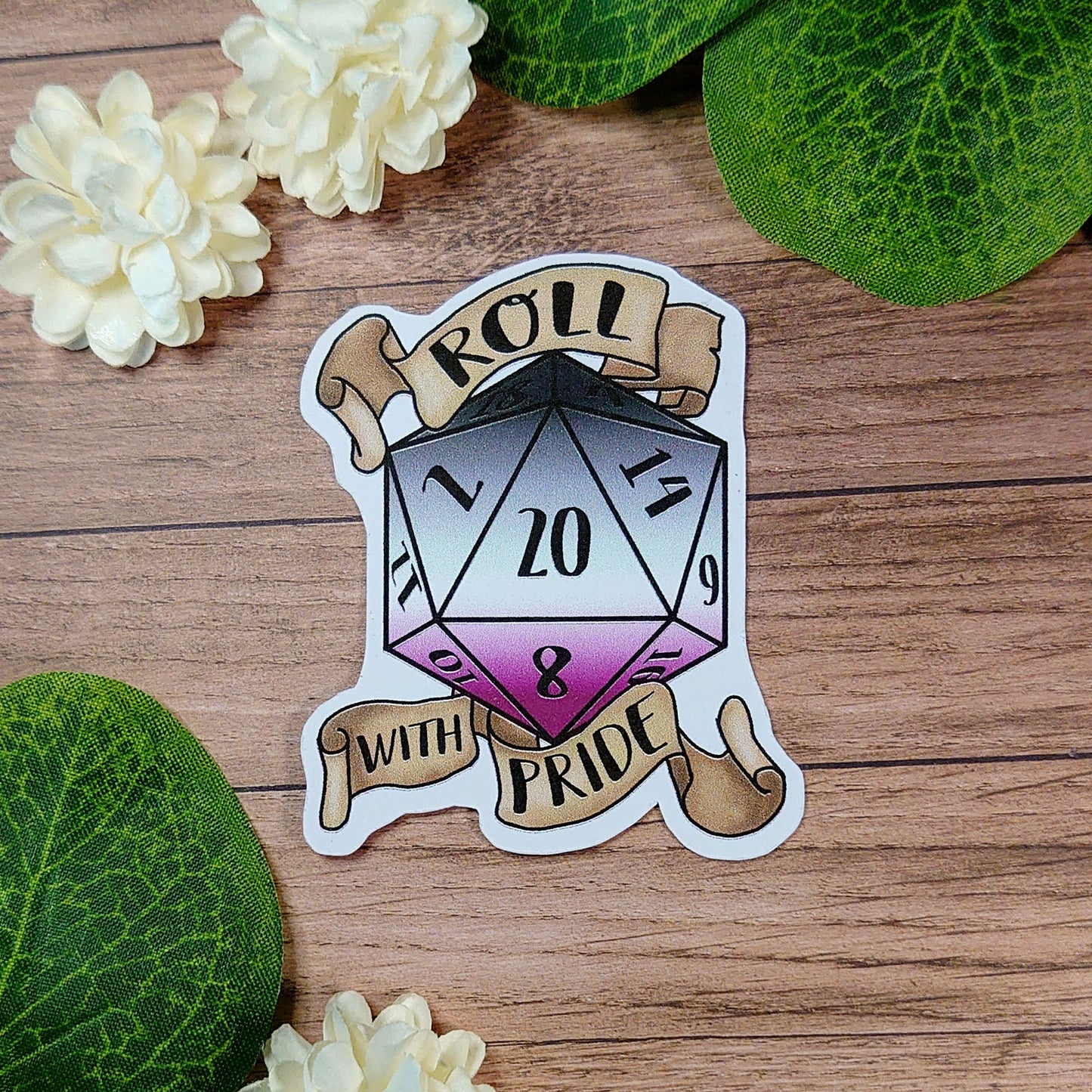 Asexual/Ace - D20 Pride Sticker - Decoration, Roleplaying, Scrapbooking Vinyl Sticker - Different Sizes