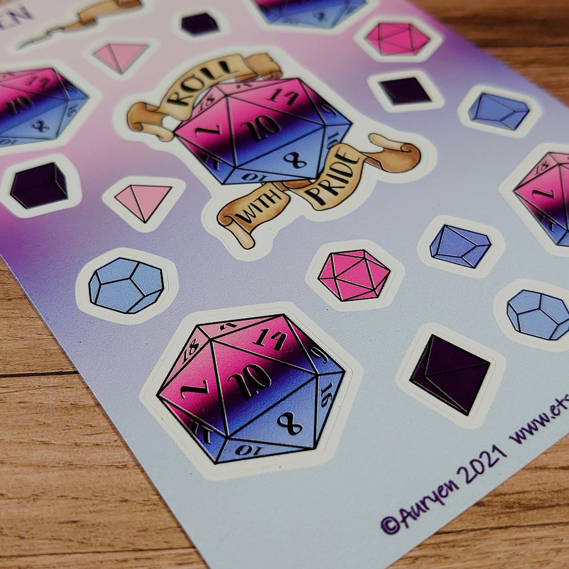 Omnisexual/Omni - D20 Pride Sticker Sheet - Decoration, Roleplaying, Scrapbooking Vinyl Sticker Sheet