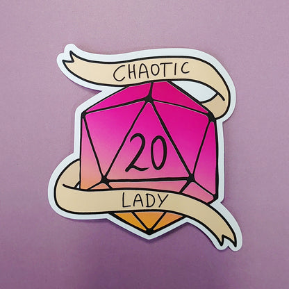 Chaotic Lady - D20 dice DnD sticker - Fantasy Sticker - different sizes