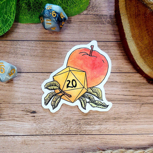Dnd Sticker - Druid Sticker D20 with apple - Different Sizes