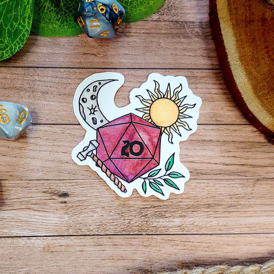 Dnd Sticker - Paladin Sticker D20 with sun and moon - Different Sizes