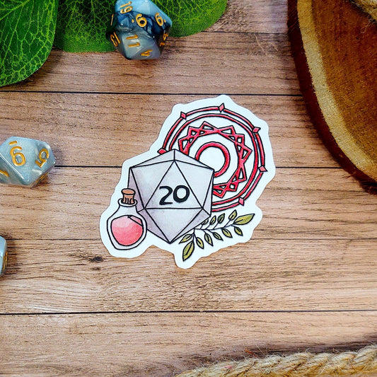 Dnd Sticker - Wizard Sticker D20 with magic circle - Different Sizes